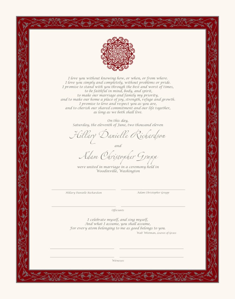 Mandala  Wedding Certificates