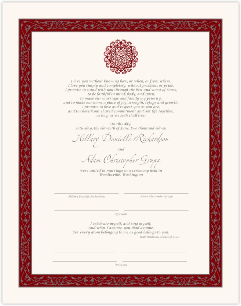 Mandala  Wedding Certificates