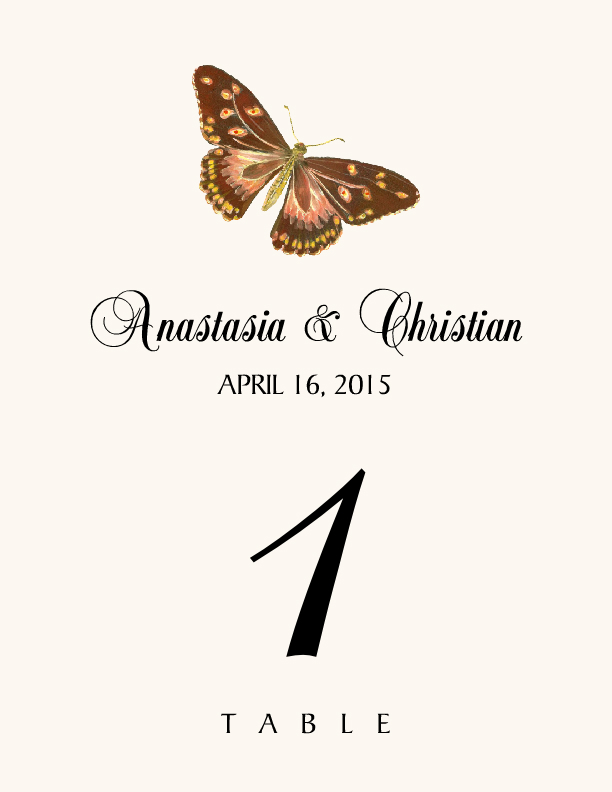 Butterfly Assortment  Table Numbers