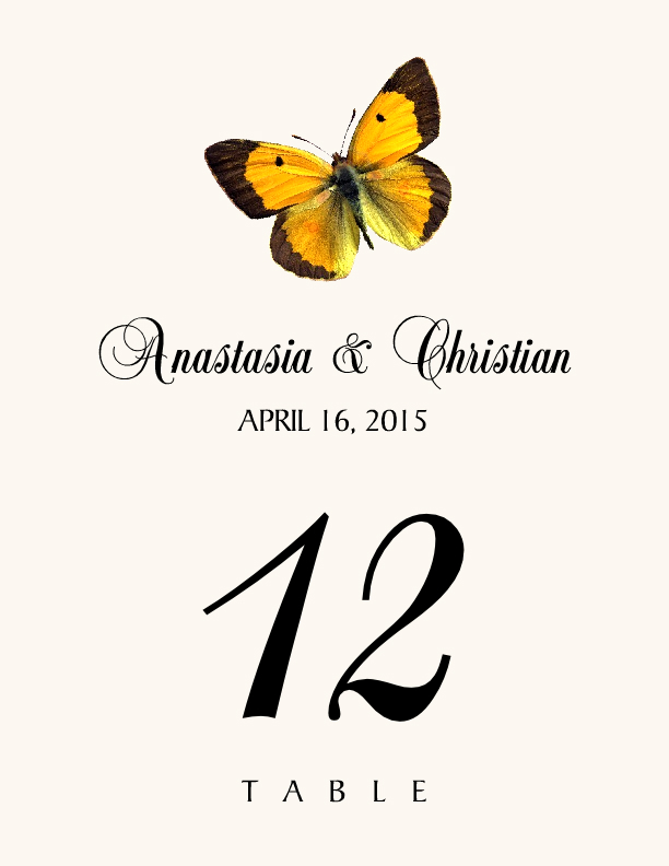 Butterfly Assortment  Table Numbers