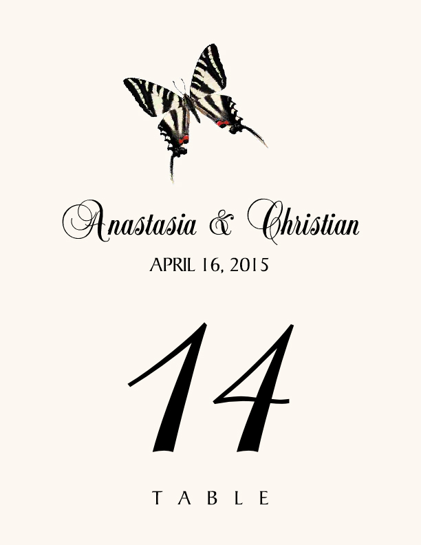 Butterfly Assortment  Table Numbers