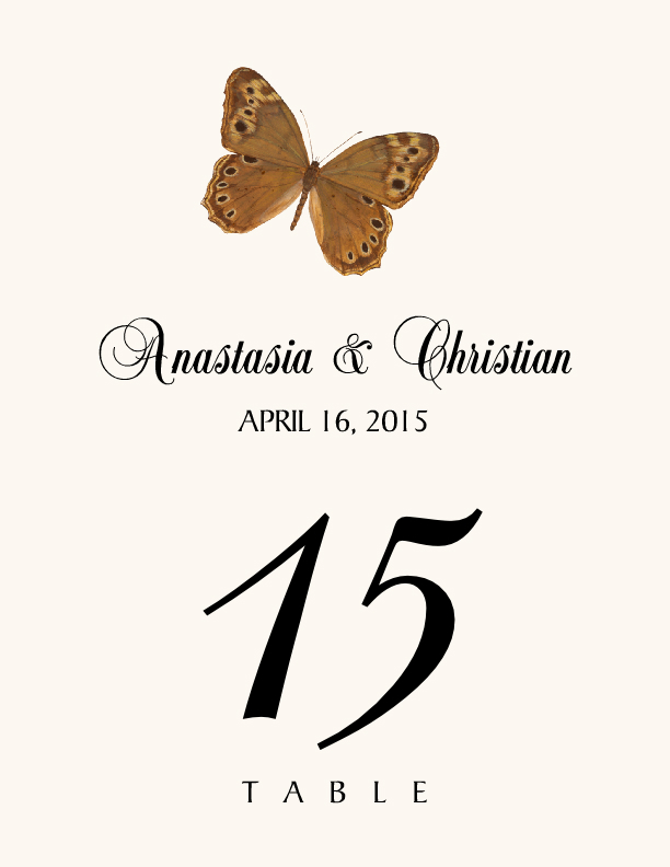Butterfly Assortment  Table Numbers