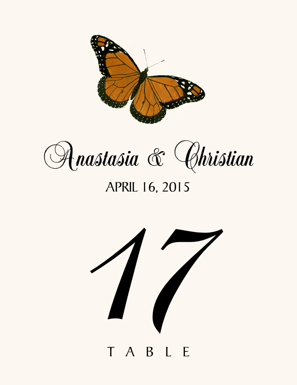 Butterfly Assortment  Table Numbers