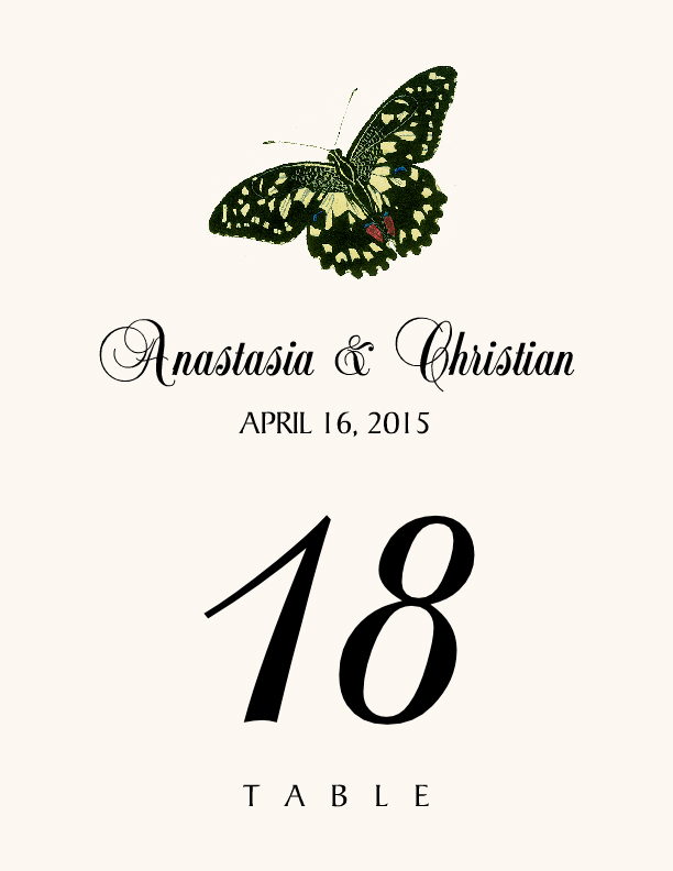 Butterfly Assortment  Table Numbers
