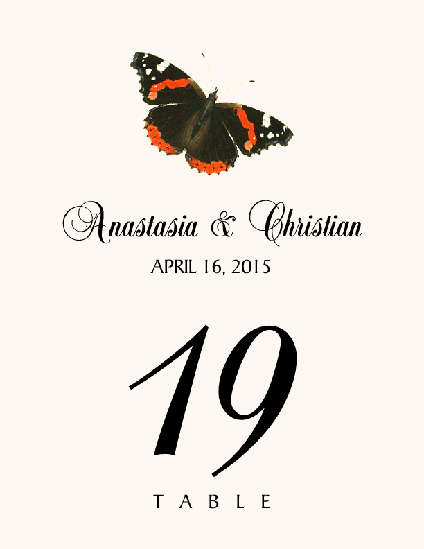 Butterfly Assortment  Table Numbers