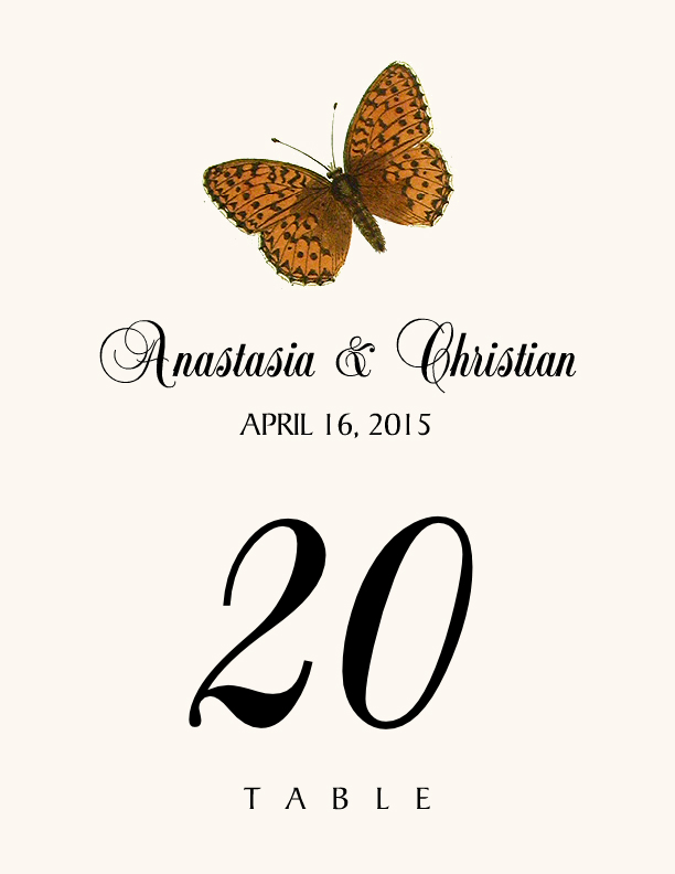 Butterfly Assortment  Table Numbers