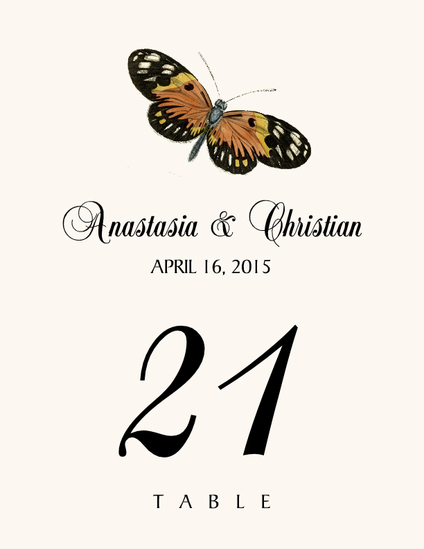 Butterfly Assortment  Table Numbers