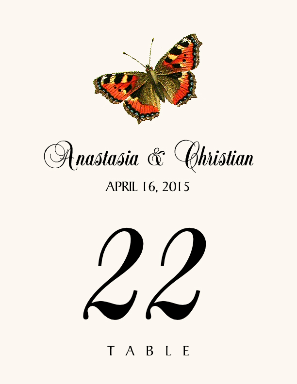 Butterfly Assortment  Table Numbers