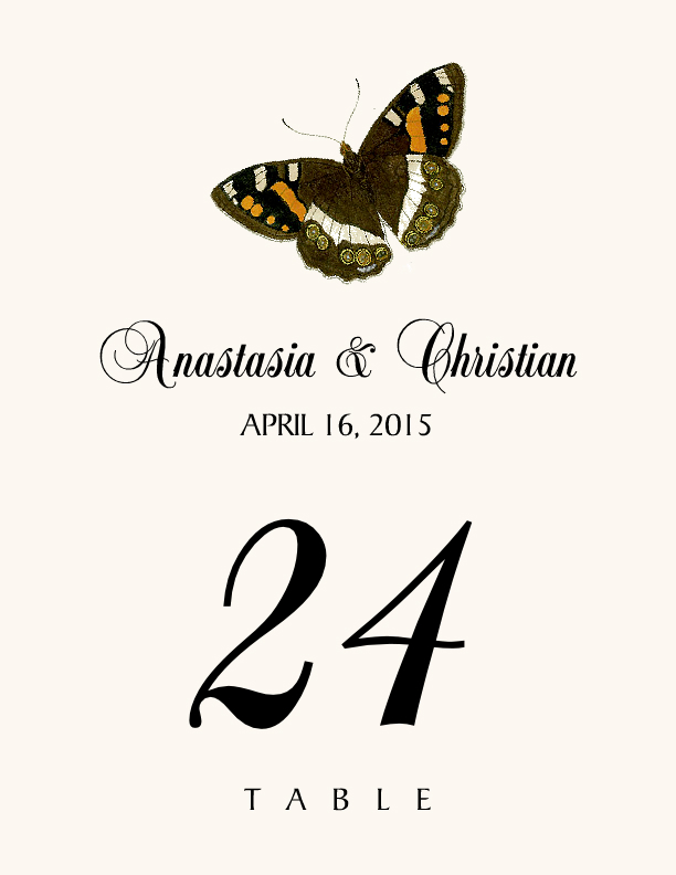 Butterfly Assortment  Table Numbers