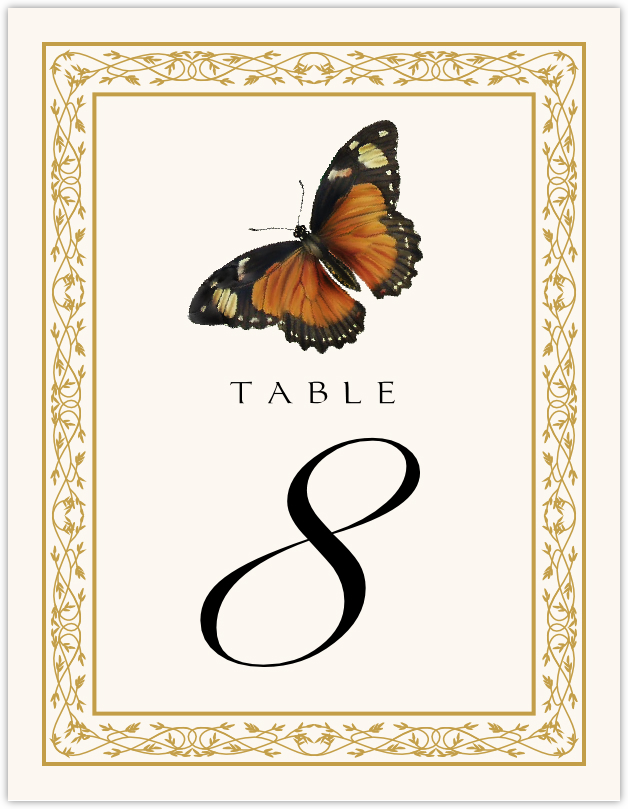 Monarch Butterfly  Table Numbers