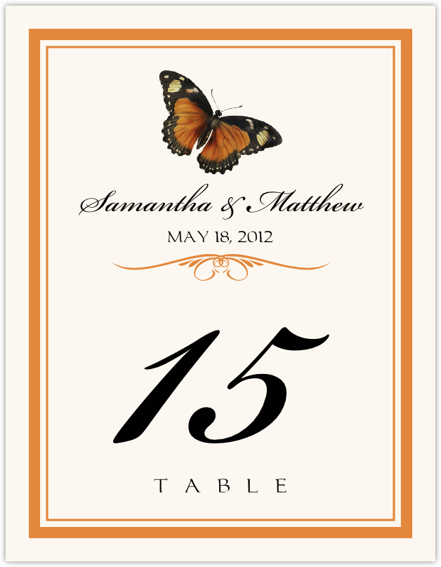 Butterfly Wishes  Table Numbers