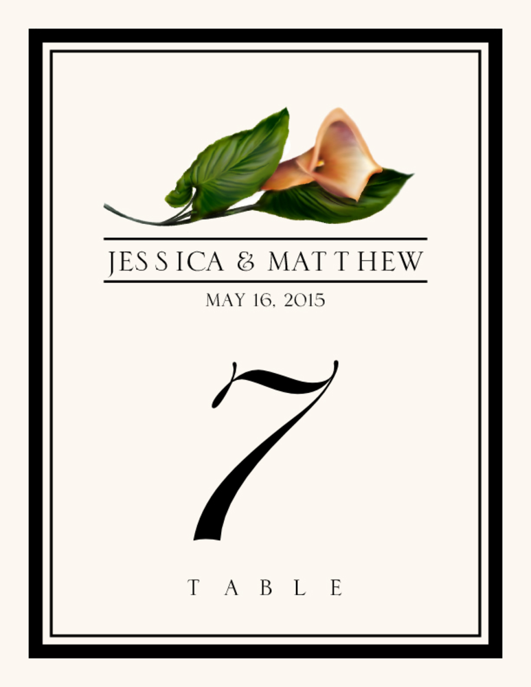 Assorted Flowers and Monogram Wedding Table Numbers and Table Cards ...