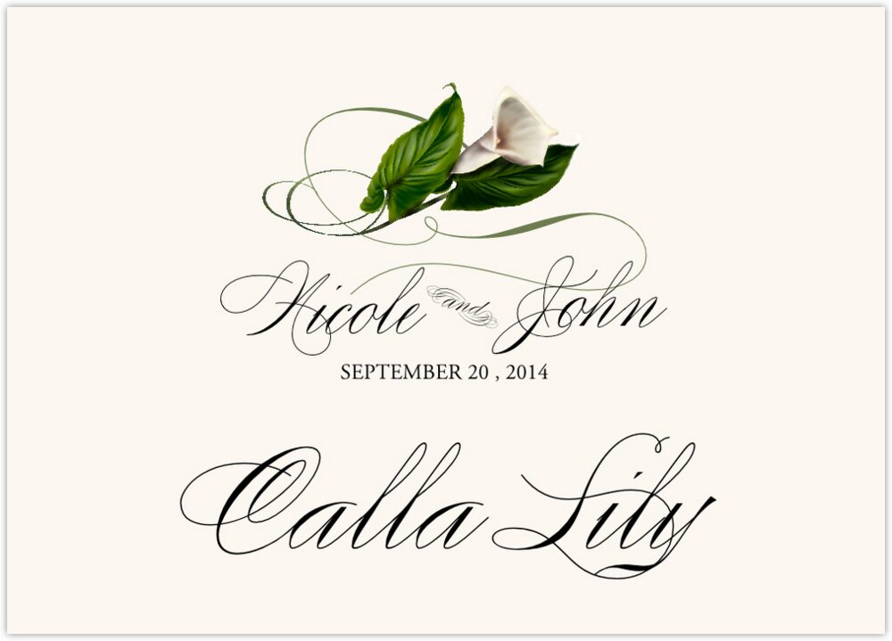 Calla Lily Swirl  Table Names