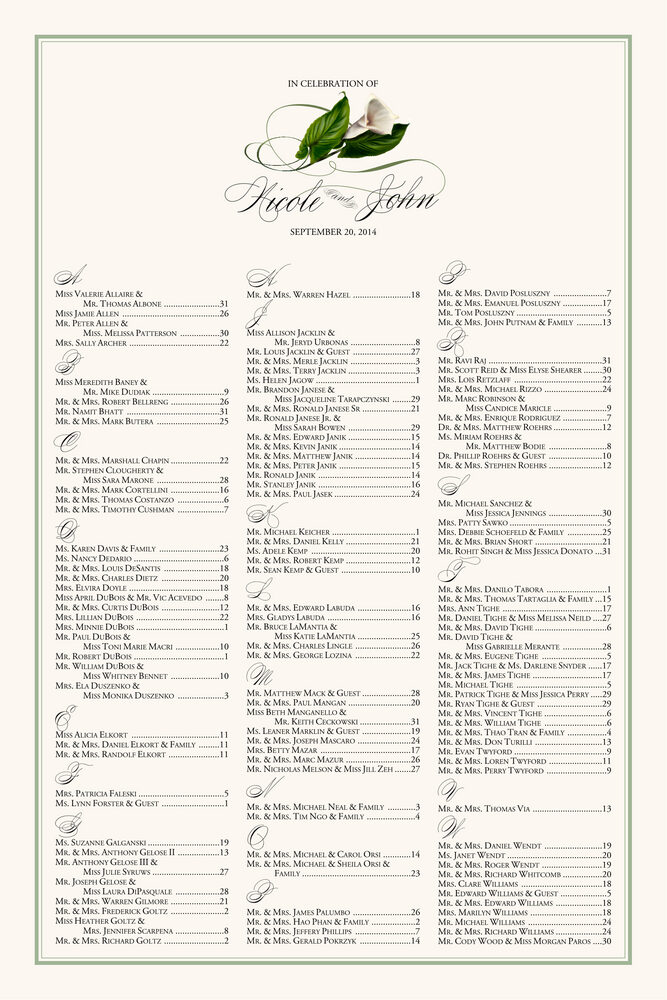 Calla Lily Swirl 02  Seating Charts