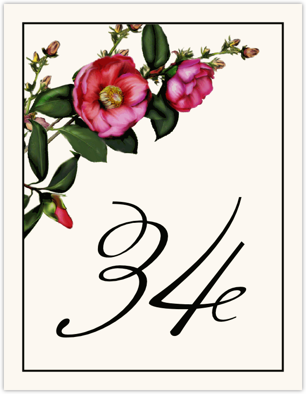 Camellia  Table Numbers