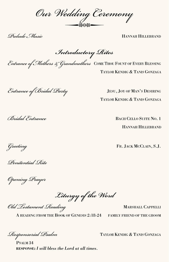 Typo Upright Monogram Full Catholic Mass (12 Pages)  Wedding Programs