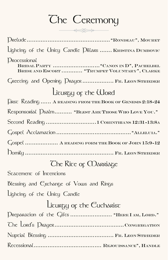 Harp and Thistle  Wedding Programs