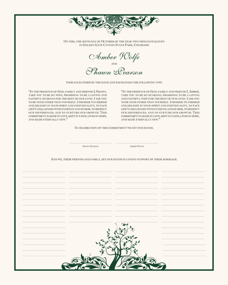 Tree of Life-Top and Bottom  Wedding Certificates