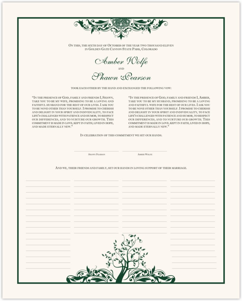Tree of Life-Top and Bottom  Wedding Certificates