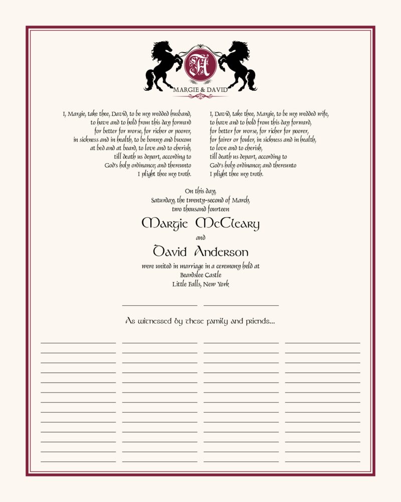 Chevalier  Wedding Certificates