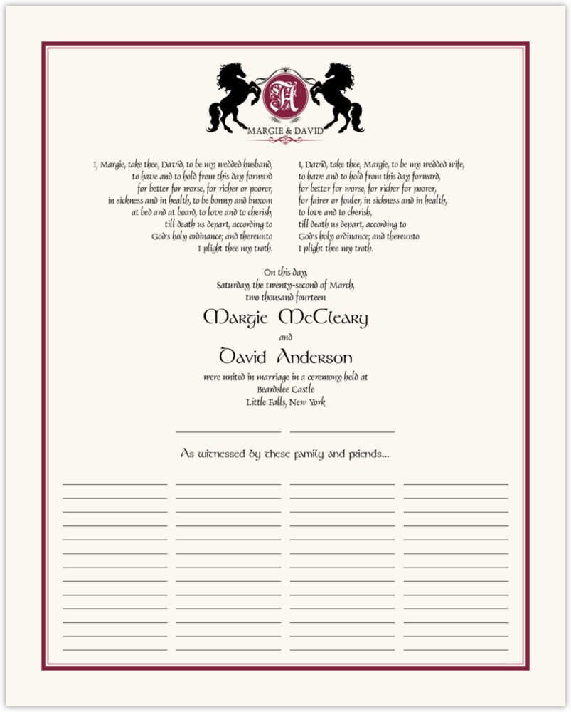Chevalier  Wedding Certificates