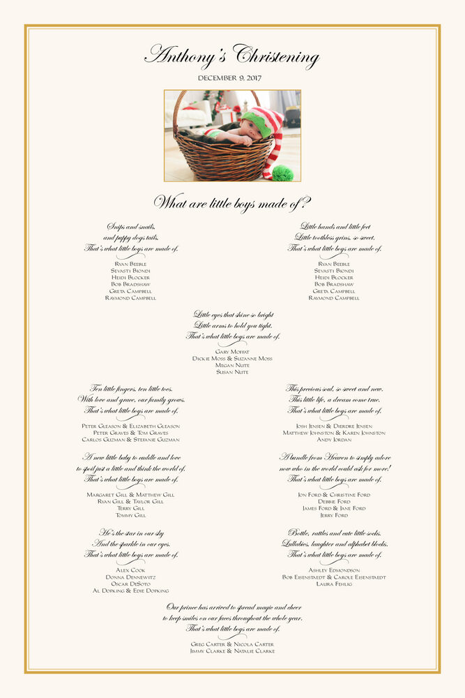 Christening Photo with Poems Seating Chart  Wedding Certificates