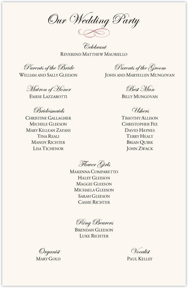 Poinsettia  Wedding Programs