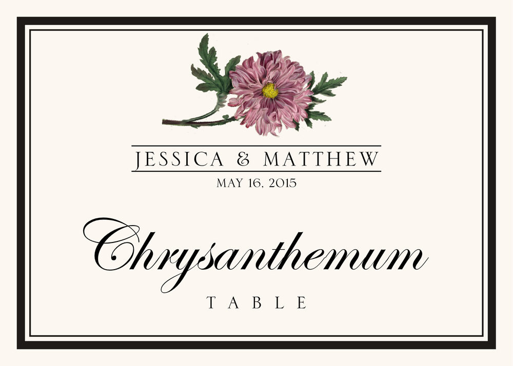 Assorted Flowers and Monogram  Table Names