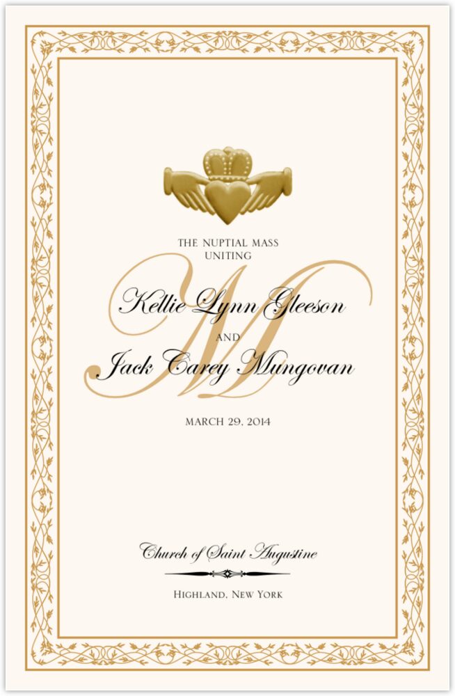 Gold Claddagh  Wedding Programs