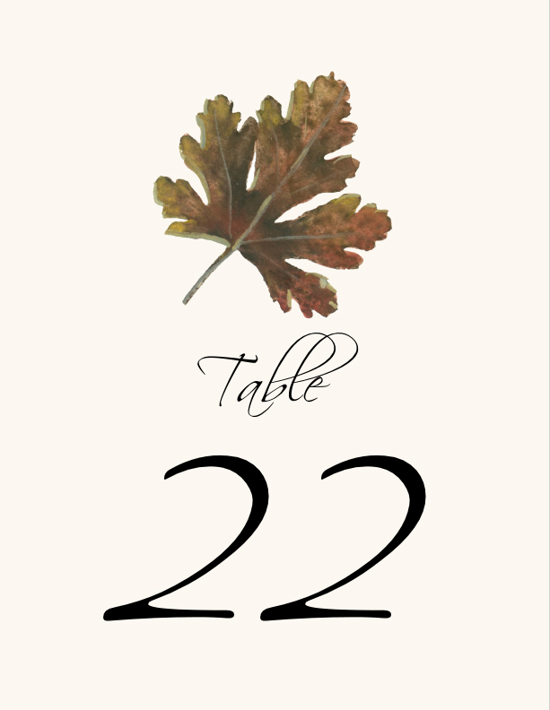 Colorful Leaves Assortment 02  Table Numbers