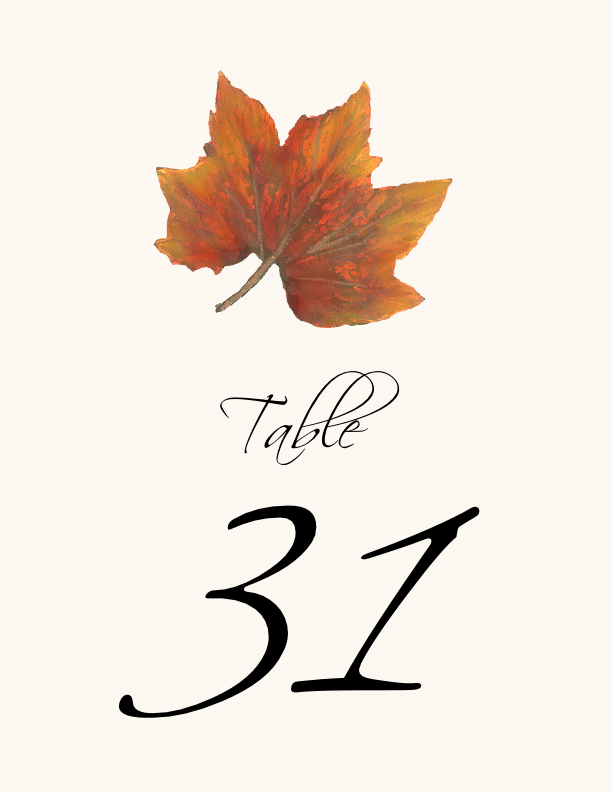 Colorful Leaves Assortment 02  Table Numbers