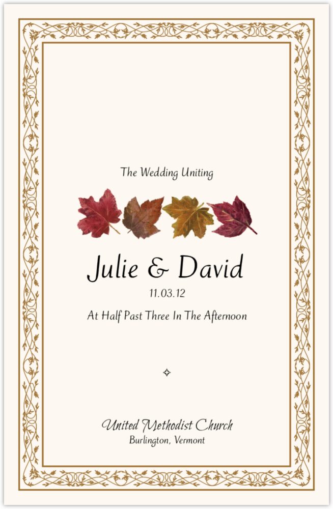 Colorful Leaf Pattern  Wedding Programs