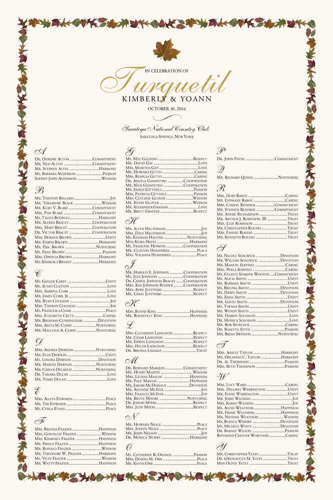 Colorful Leaves Border  Seating Charts