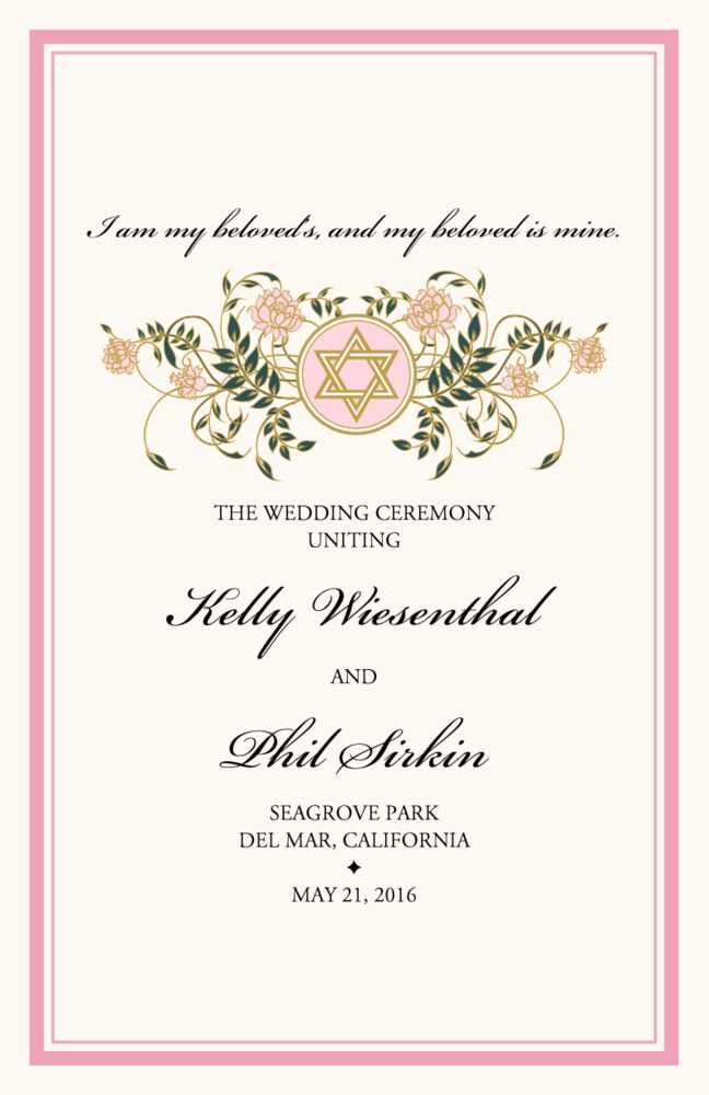 Colorful Shield of David  Wedding Programs