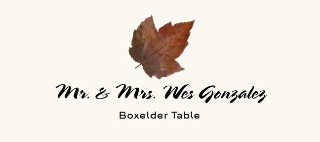 Boxelder Colorful Leaf  Place Cards