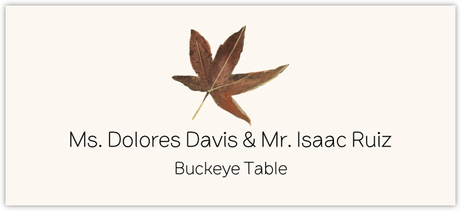 Buckeye Colorful Leaf  Place Cards