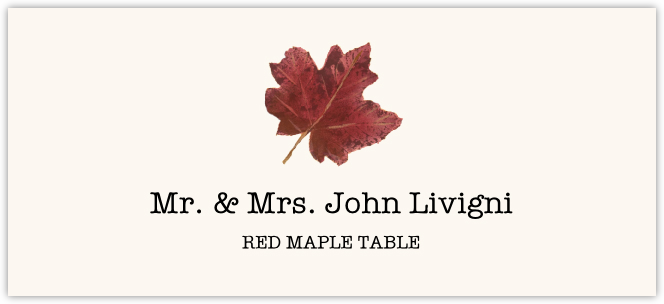 Red Maple Colorful Leaf  Place Cards