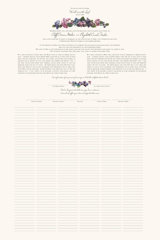Colorful Hydrangea  Wedding Certificates