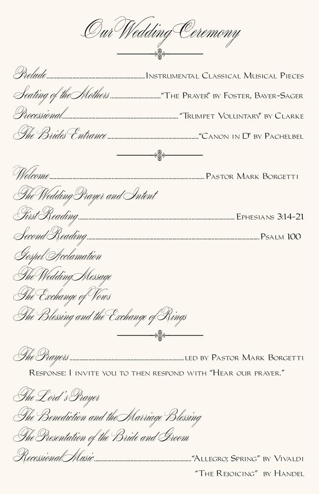 Constitution Flourish Birds  Wedding Programs