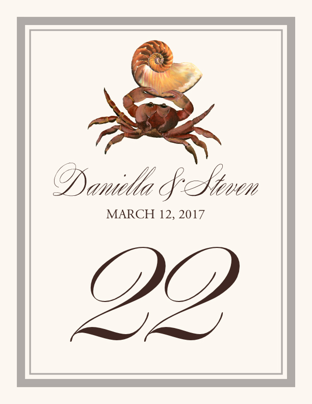 Crab Shell  Table Numbers