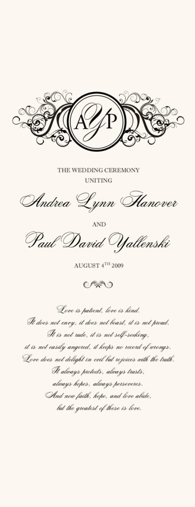 Curly Sue  Wedding Programs