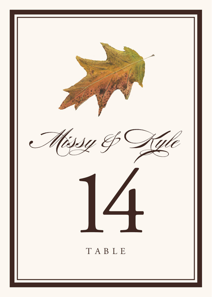 Colorful Leaves Assortment 01  Table Numbers