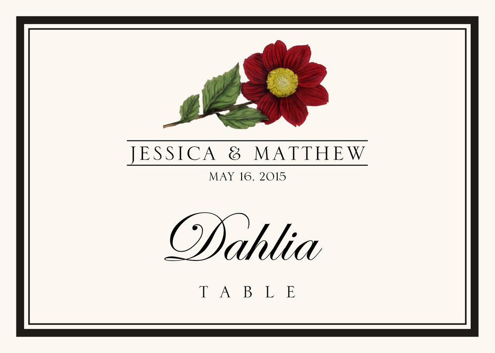 Assorted Flowers and Monogram  Table Names