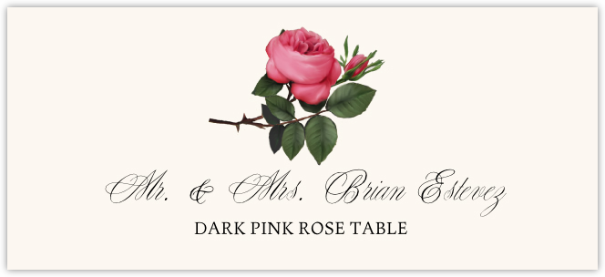 Dark Pink Rose  Place Cards