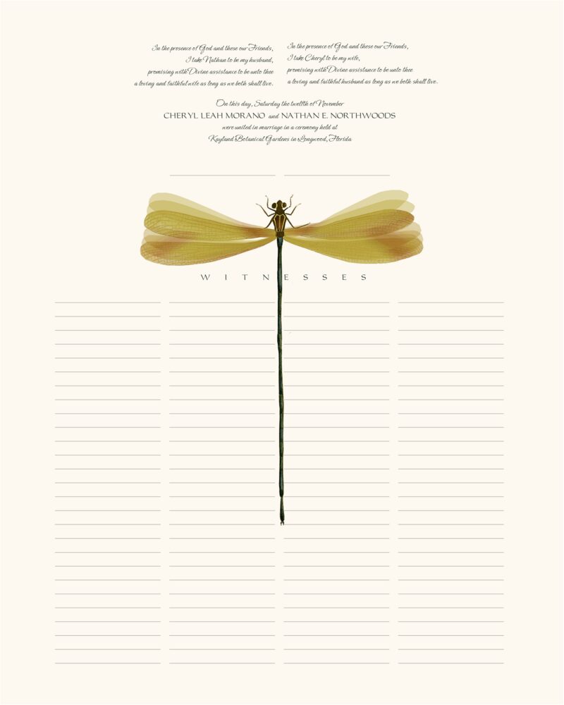 Dragonfly Wings  Wedding Certificates