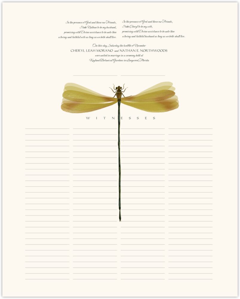 Dragonfly Wings  Wedding Certificates