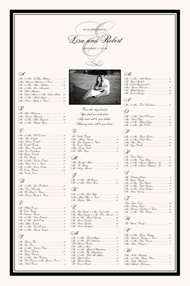 Engagement Photo  Seating Charts
