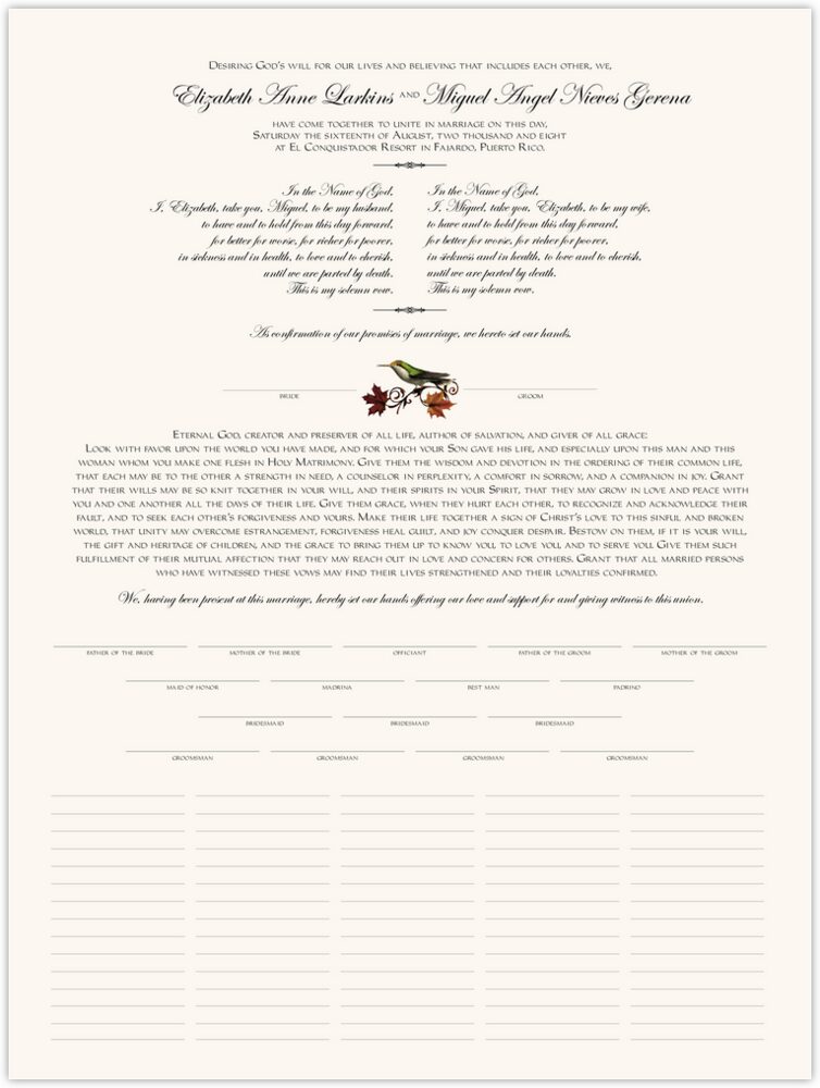 Fall Indy  Wedding Certificates