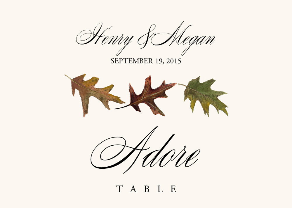 Leaf Pattern Assortment  Table Names