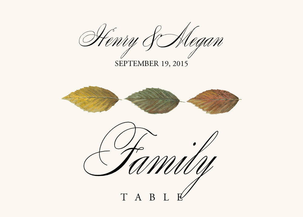 Leaf Pattern Assortment  Table Names